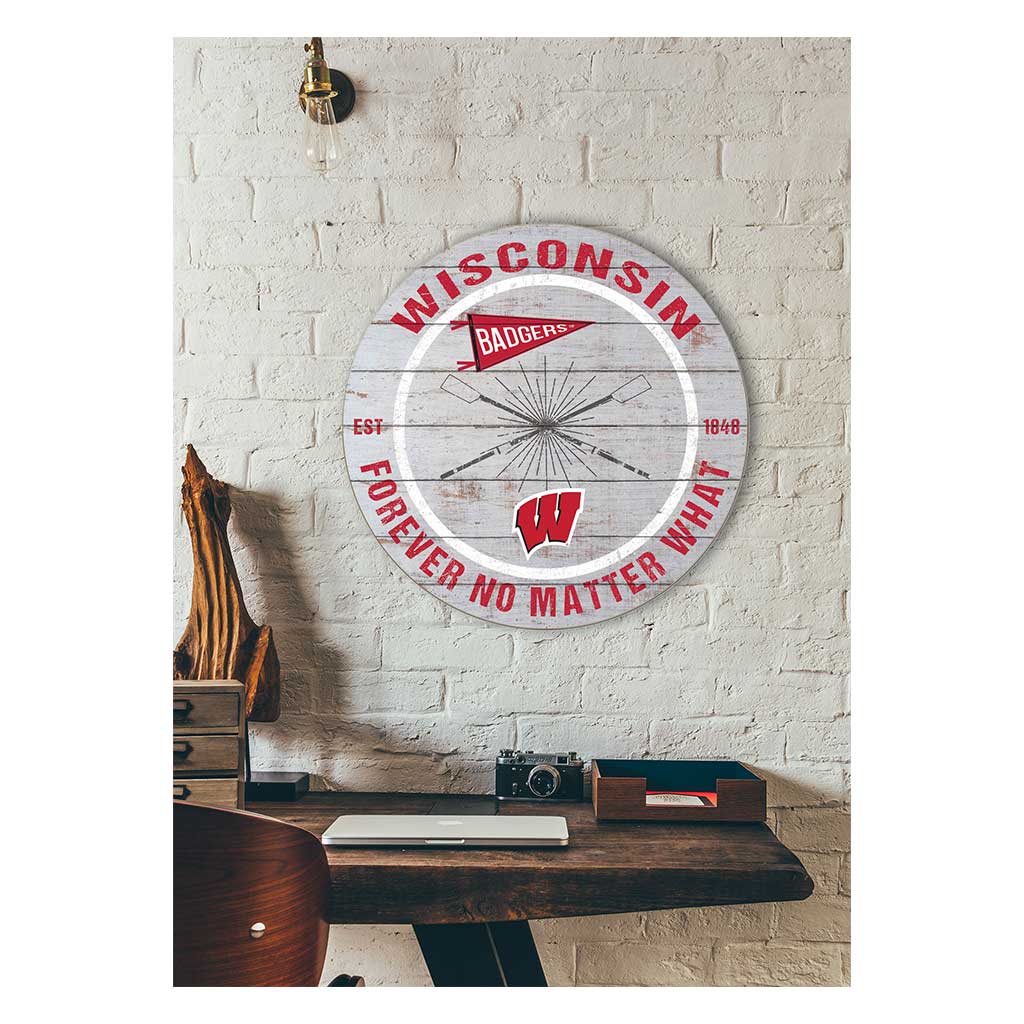 20x20 Throwback Weathered Circle Wisconsin Badgers Rowing