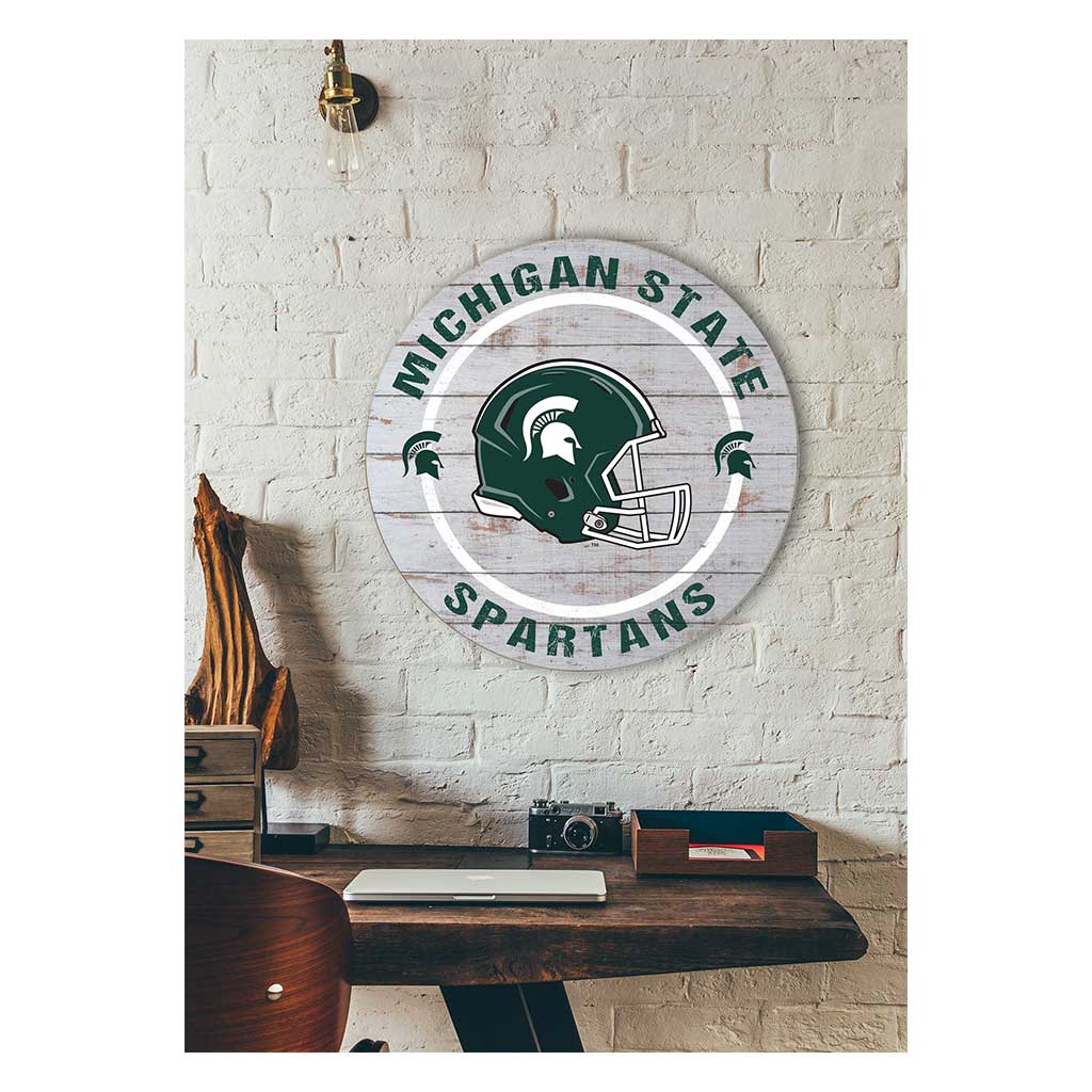 20x20 Weathered Helmet Sign Michigan State Spartans