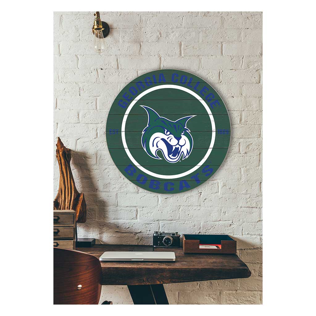 20x20 Weathered Colored Circle Georgia College Bobcats
