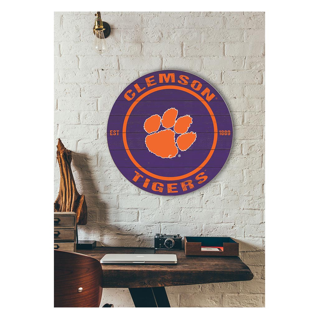 20x20 Weathered Colored Circle Clemson Tigers