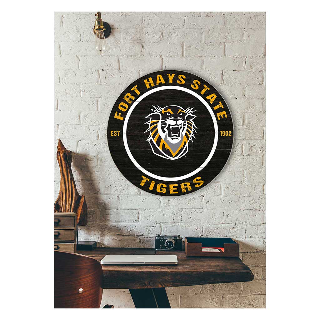 20x20 Weathered Colored Circle Fort Hays State Tigers