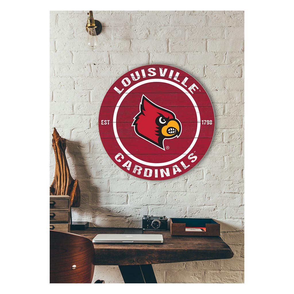 20x20 Weathered Colored Circle Louisville Cardinals