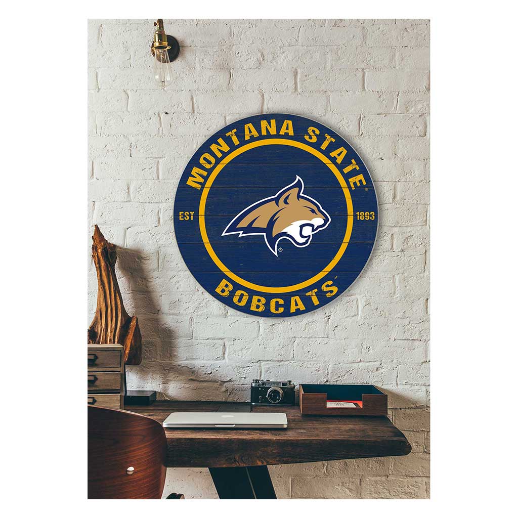 20x20 Weathered Colored Circle Montana State Fighting Bobcats