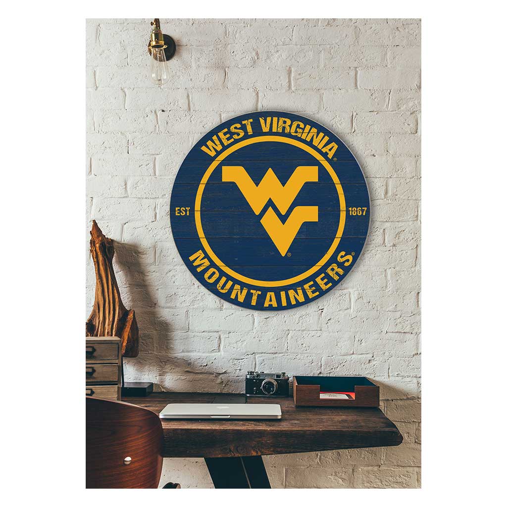 20x20 Weathered Colored Circle West Virginia Mountaineers