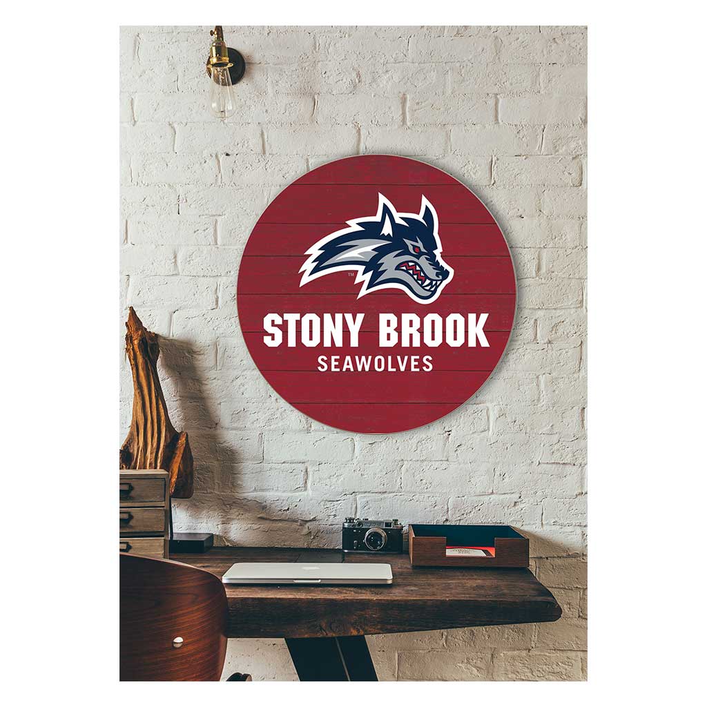 20x20 Weathered Colored Circle Stony Brook Seawolves