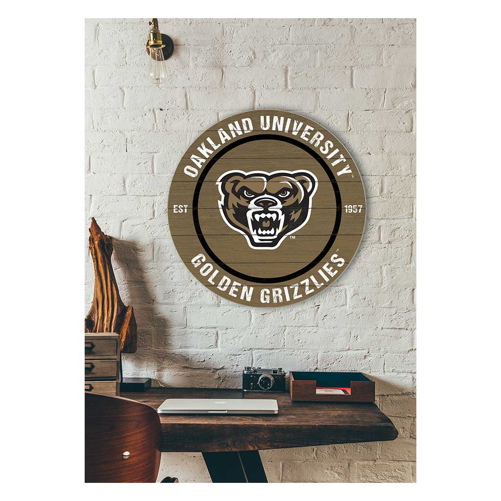 20x20 Weathered Colored Circle Oakland University Golden Grizzlies