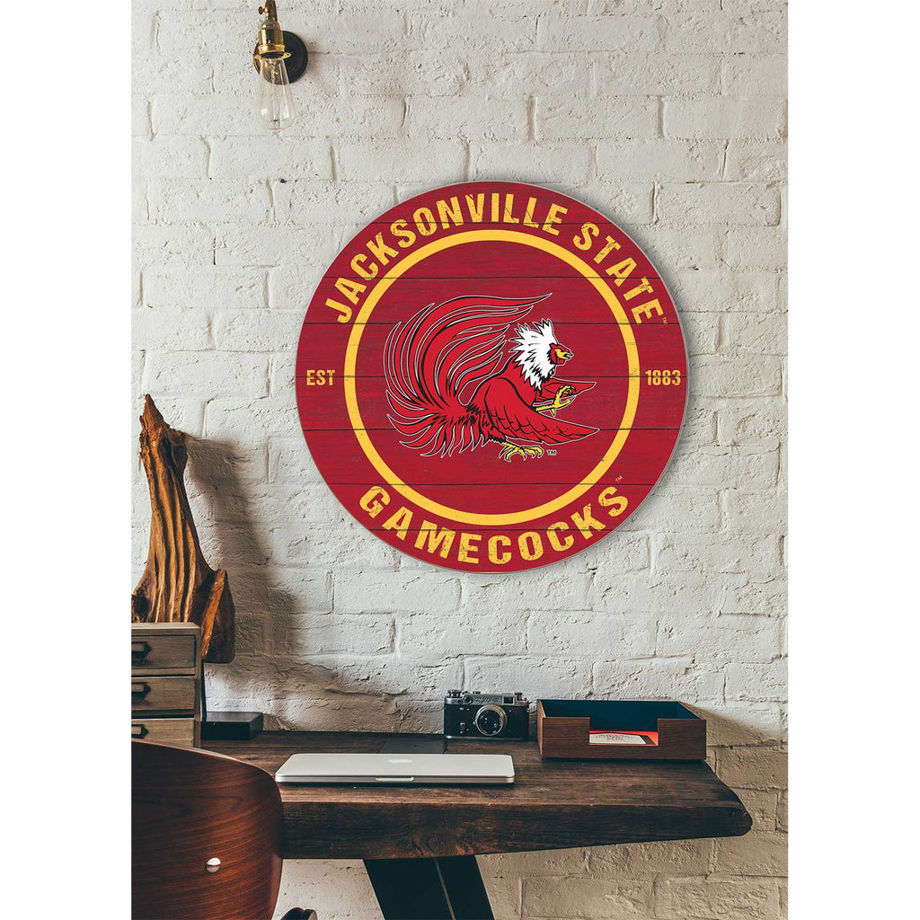 20x20 Weathered Colored Circle Jacksonville State Gamecocks