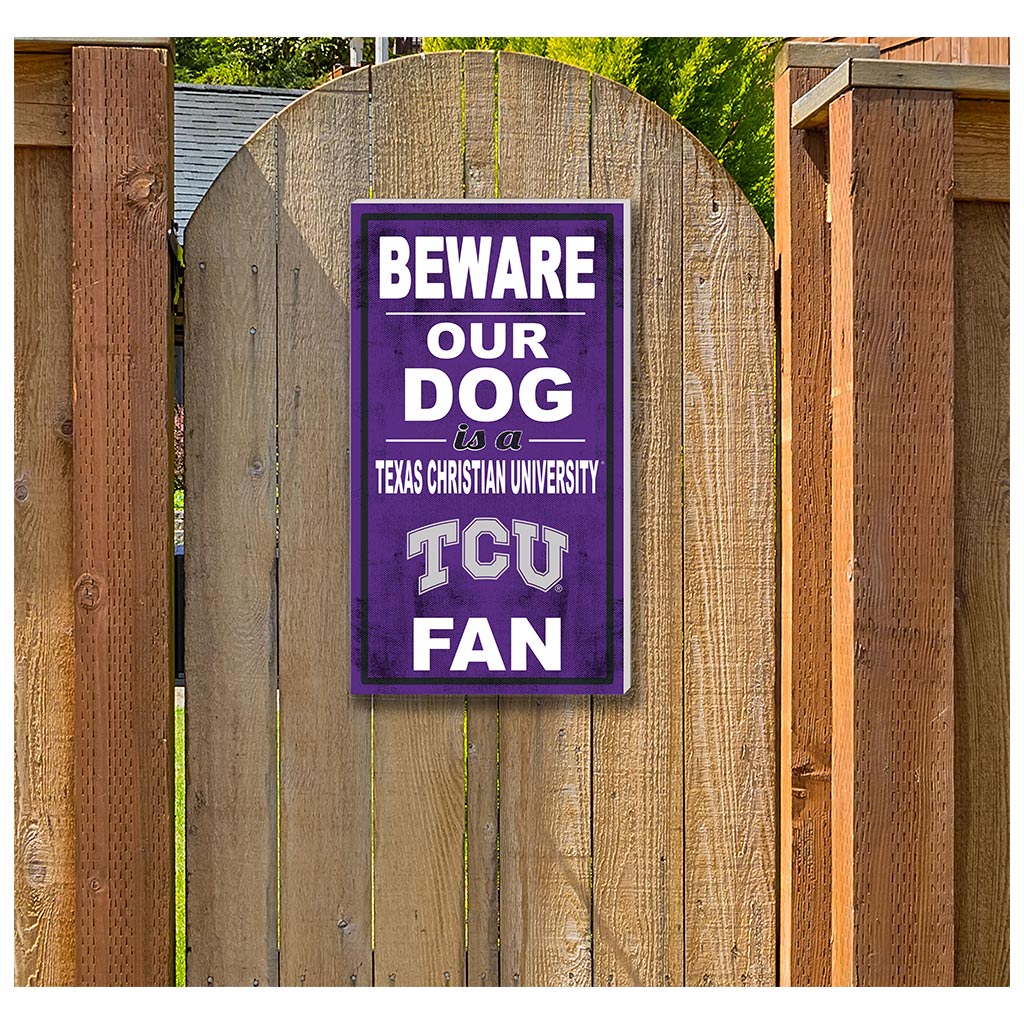 11x20 Indoor Outdoor Sign BEWARE of Dog Texas Christian Horned Frogs