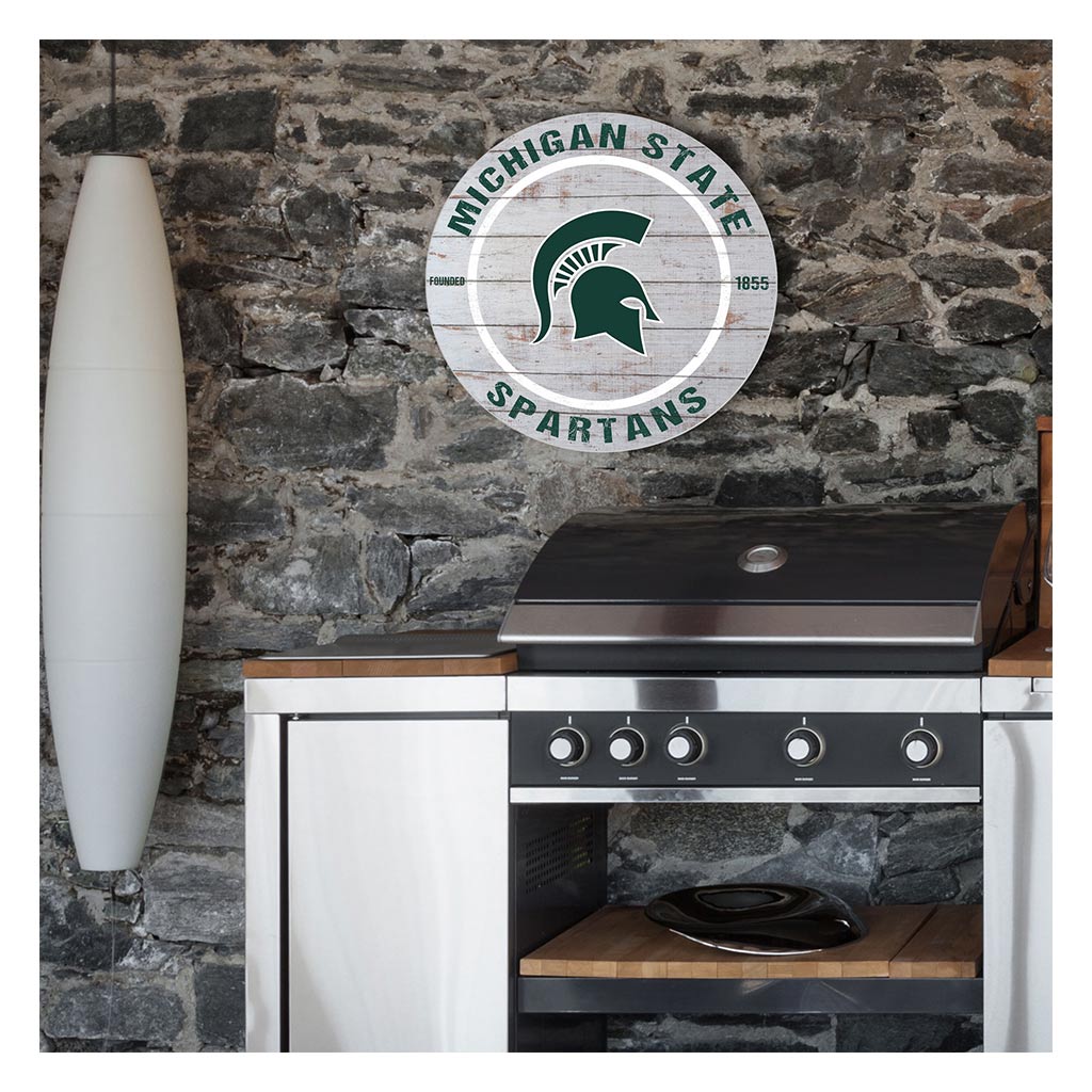 20x20 Indoor Outdoor Weathered Circle Michigan State Spartans