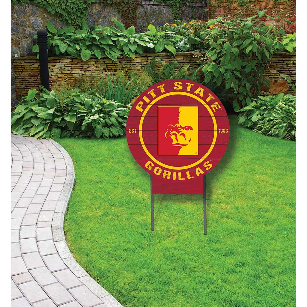 20x20 Circle Color Logo Lawn Sign Pittsburg State University Gorilla