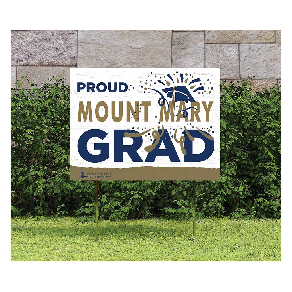 18x24 Lawn Sign Proud Grad With Logo Mount Mary University Blue Angels