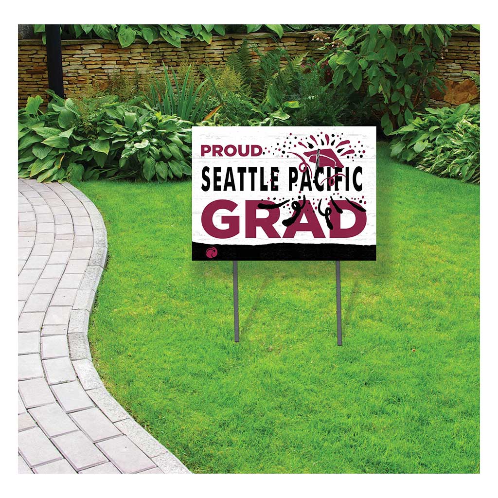 18x24 Lawn Sign Proud Grad With Logo Seattle Pacific University Falcons