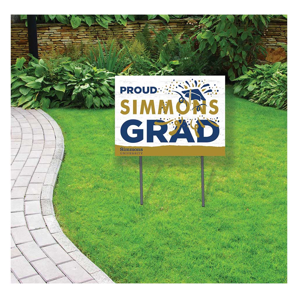 18x24 Lawn Sign Proud Grad With Logo Simmons College Sharks