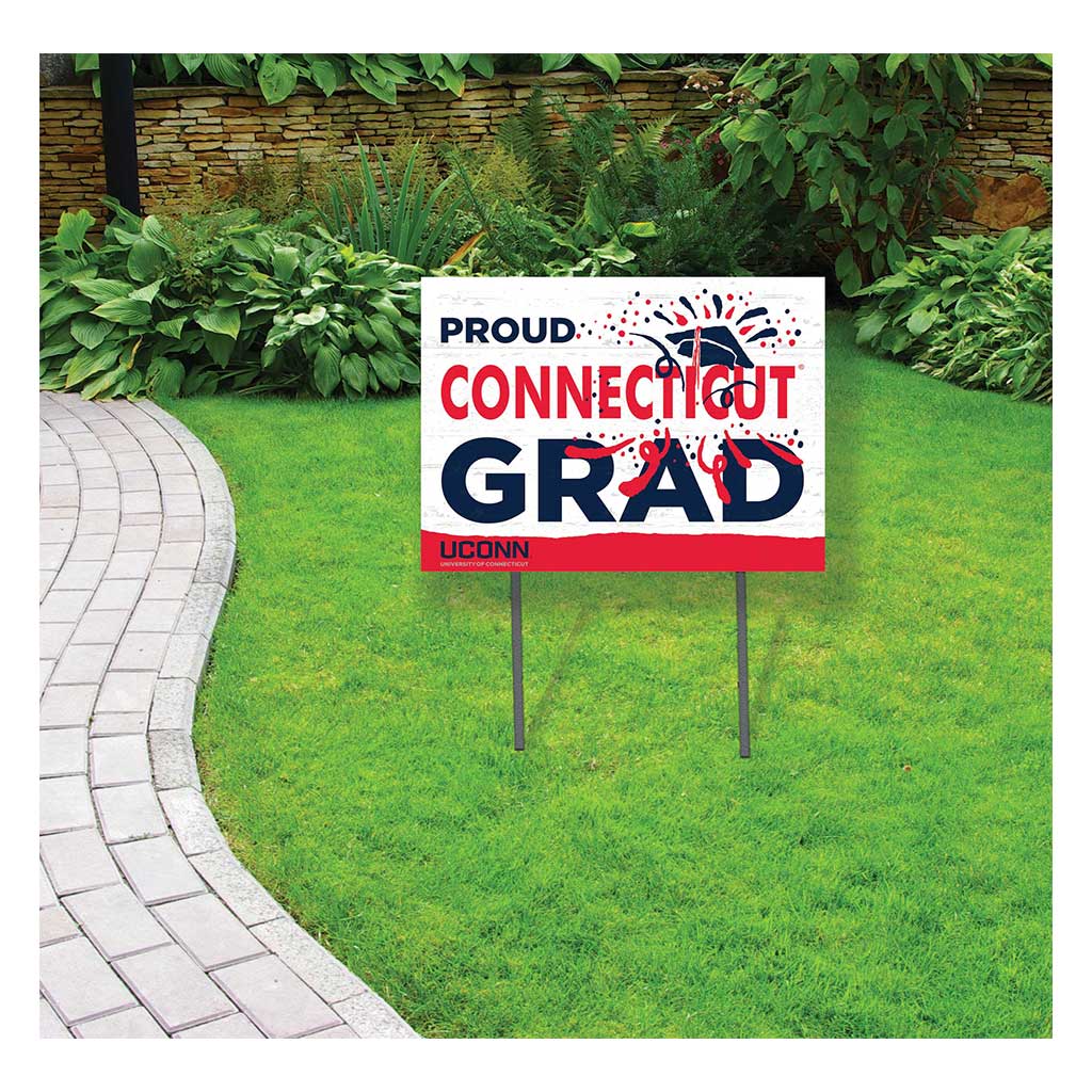 18x24 Lawn Sign Proud Grad With Logo Connecticut Huskies