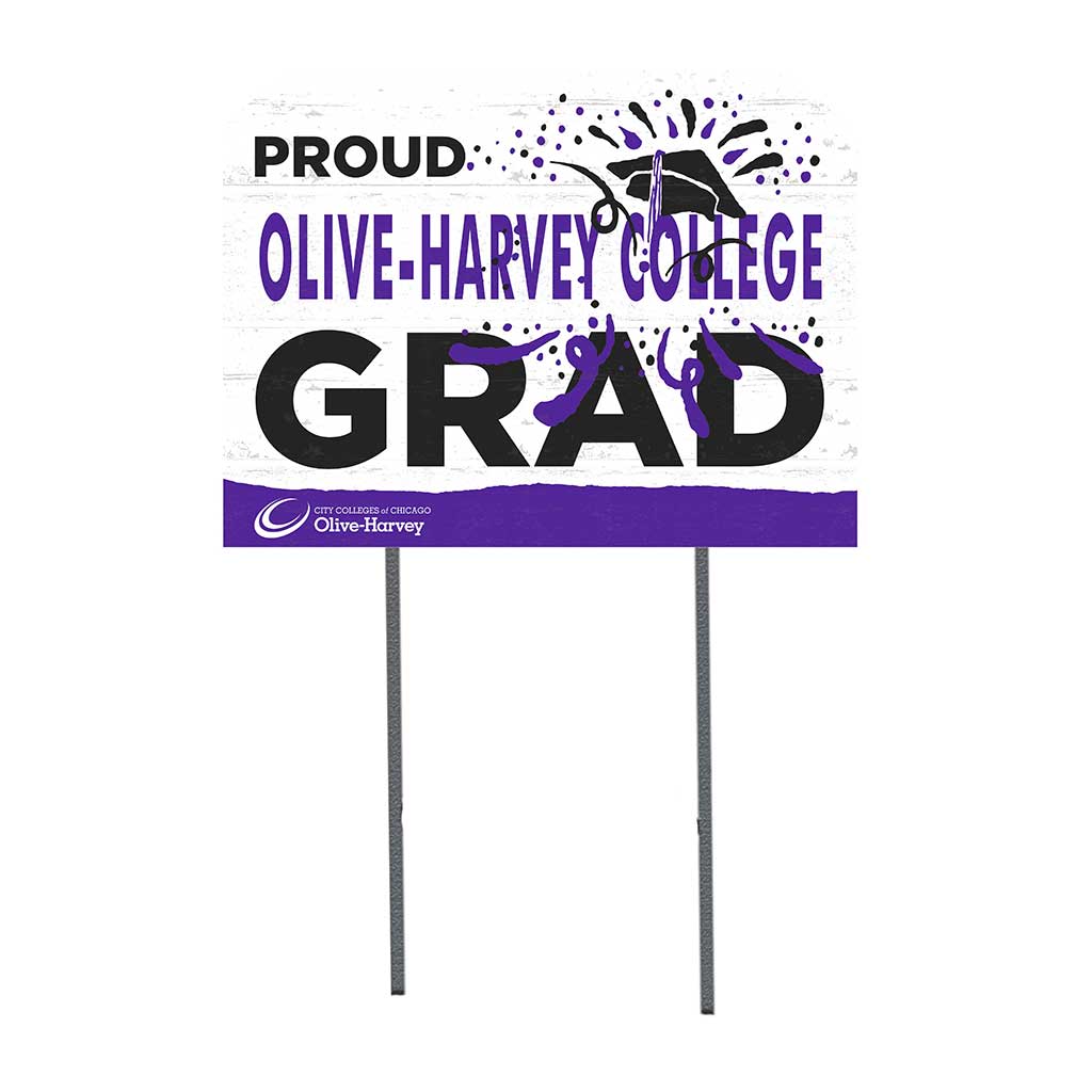 18x24 Lawn Sign Proud Grad With Logo Olive-Harvey College Panthers