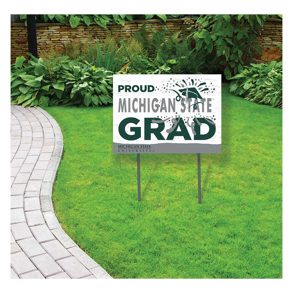 18x24 Lawn Sign Proud Grad With Logo Michigan State Spartans