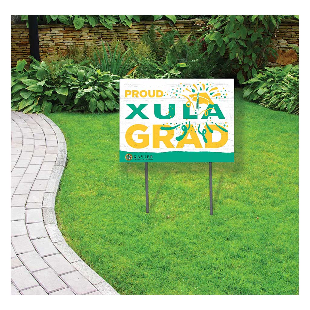 18x24 Lawn Sign Proud Grad With Logo Xavier University of Louisiana Gold Rush