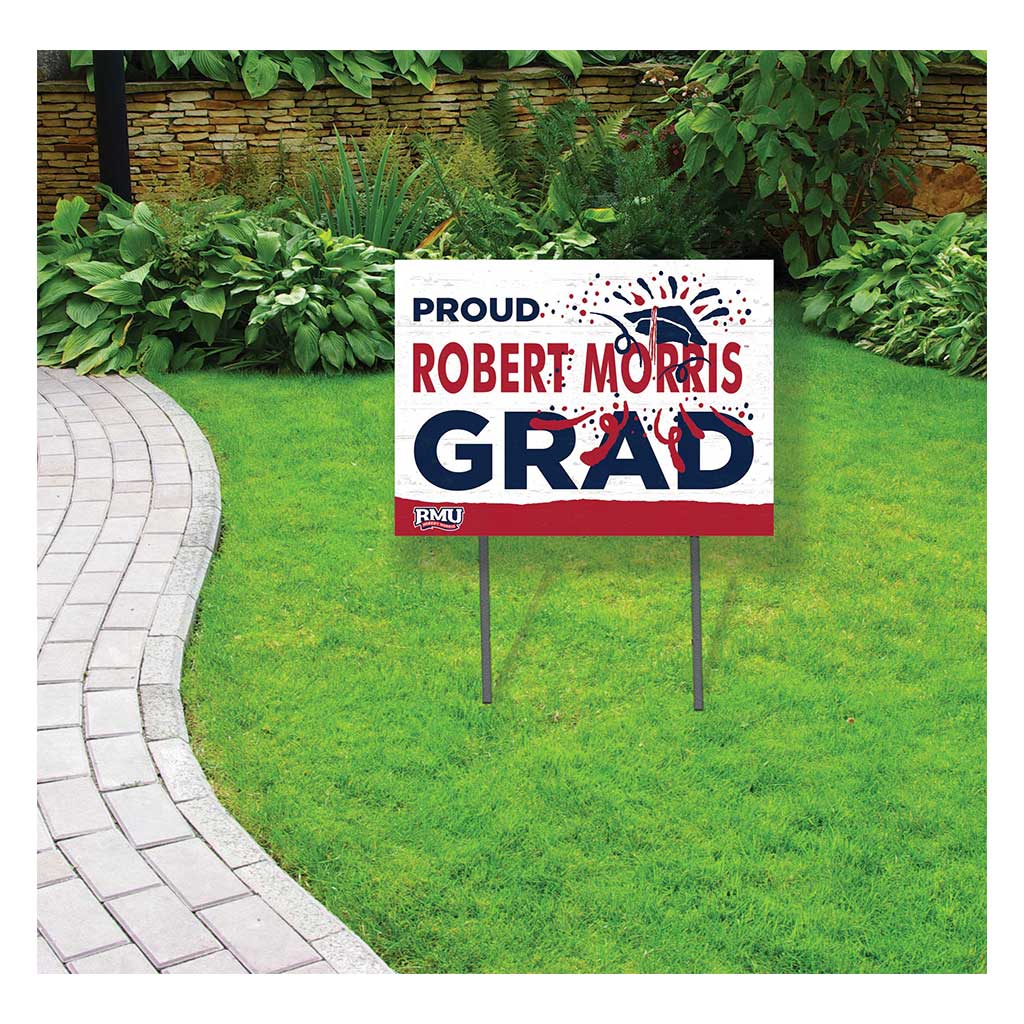 18x24 Lawn Sign Proud Grad With Logo Robert Morris University Colonials