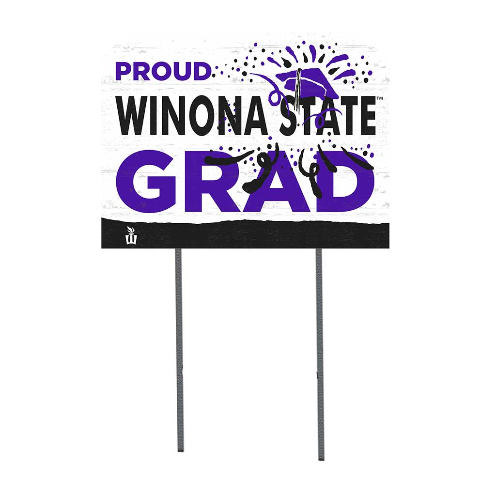 18x24 Lawn Sign Proud Grad With Logo Winona State University Warriors