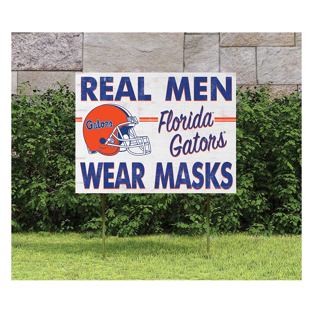 18x24 Lawn Sign Real Men Masks Helmet Florida Gators