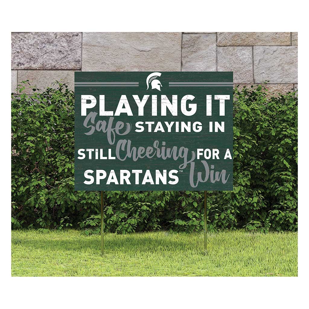 18x24 Lawn Sign Playing Safe at Home Michigan State Spartans