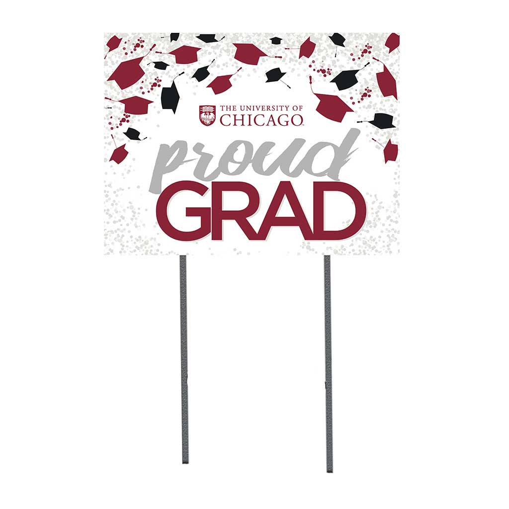 18x24 Lawn Sign Grad with Cap and Confetti University of Chicago Maroons