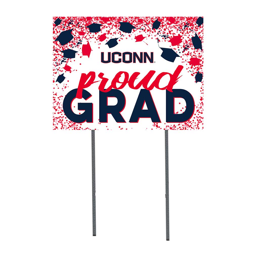 18x24 Lawn Sign Grad with Cap and Confetti Connecticut Huskies