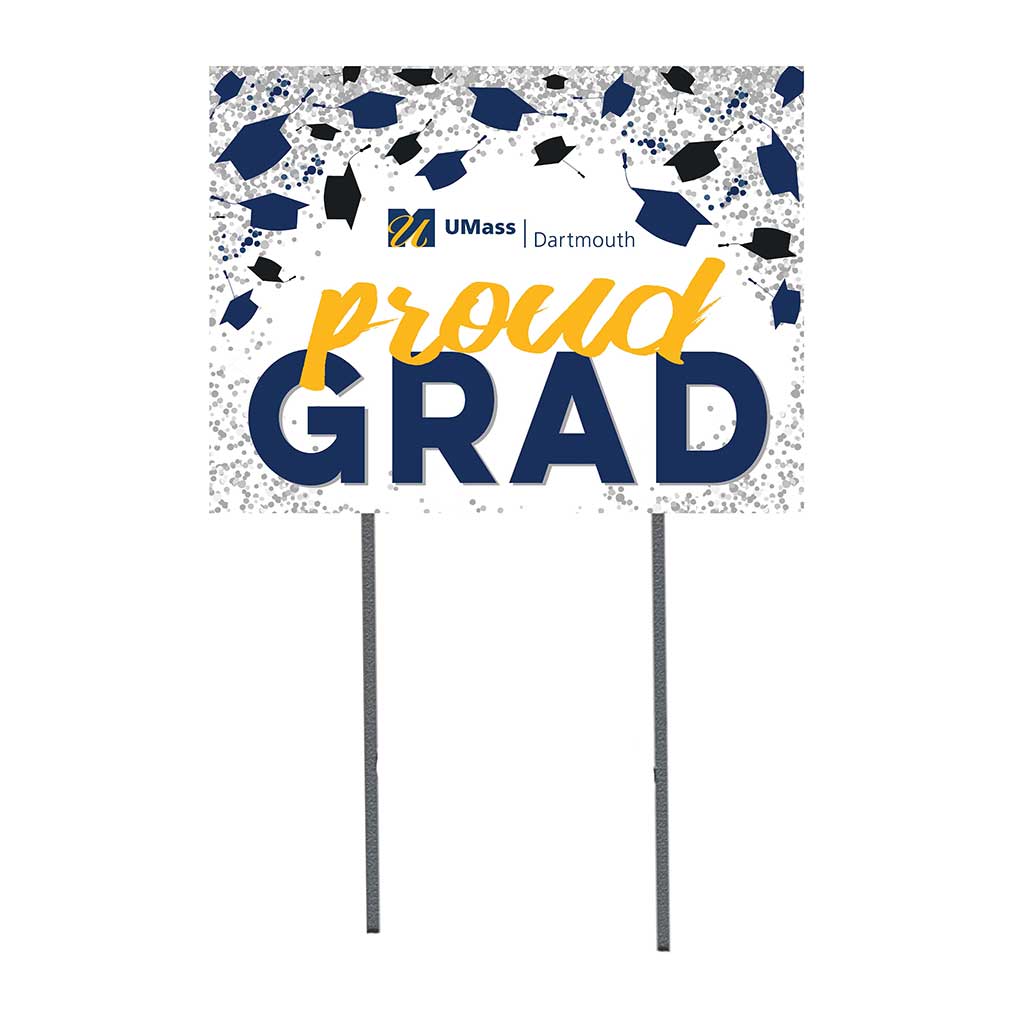 18x24 Lawn Sign Grad with Cap and Confetti UMASS Dartmouth Corsairs