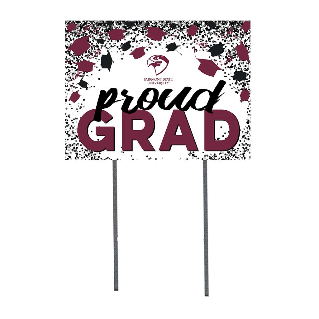 18x24 Lawn Sign Grad with Cap and Confetti Fairmont State Falcons