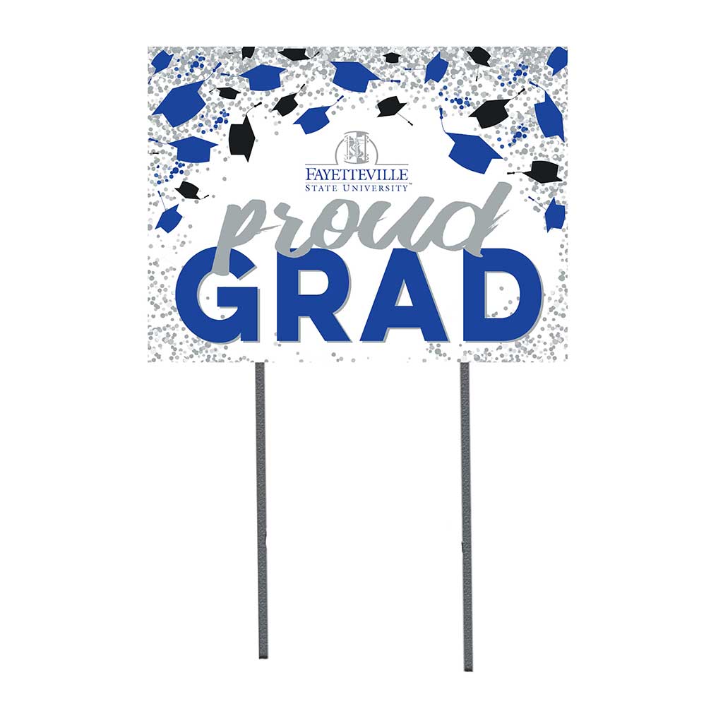 18x24 Lawn Sign Grad with Cap and Confetti Fayetteville State Broncos