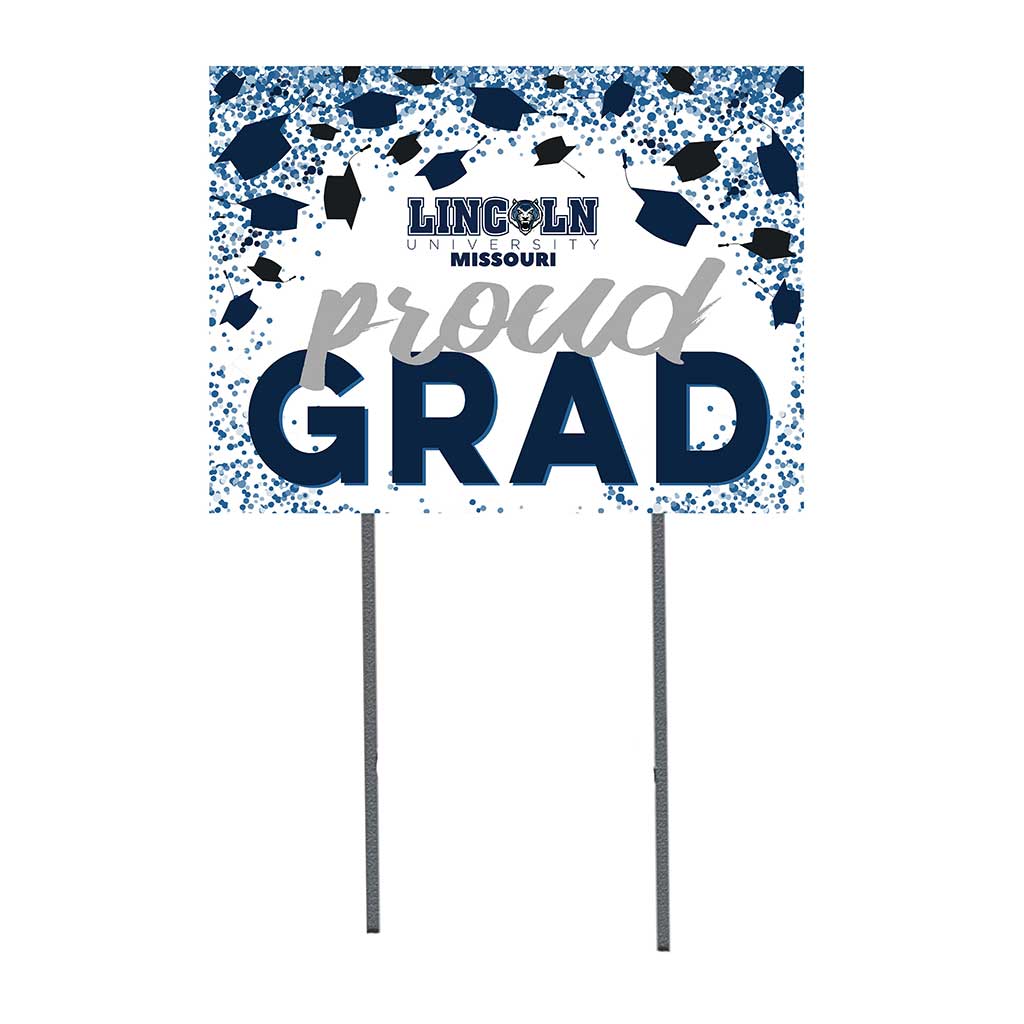 18x24 Lawn Sign Grad with Cap and Confetti Lincoln University Blue Tigers