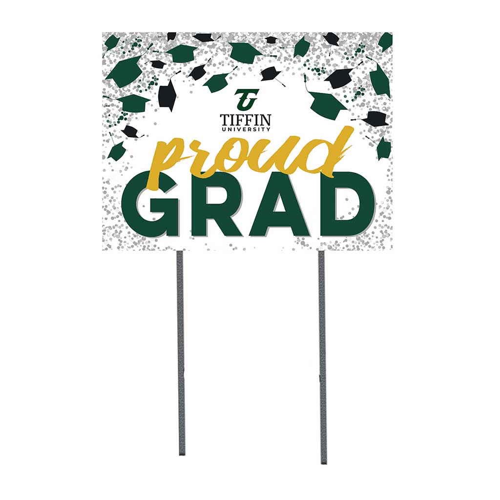 18x24 Lawn Sign Grad with Cap and Confetti Tiffin University Dragons