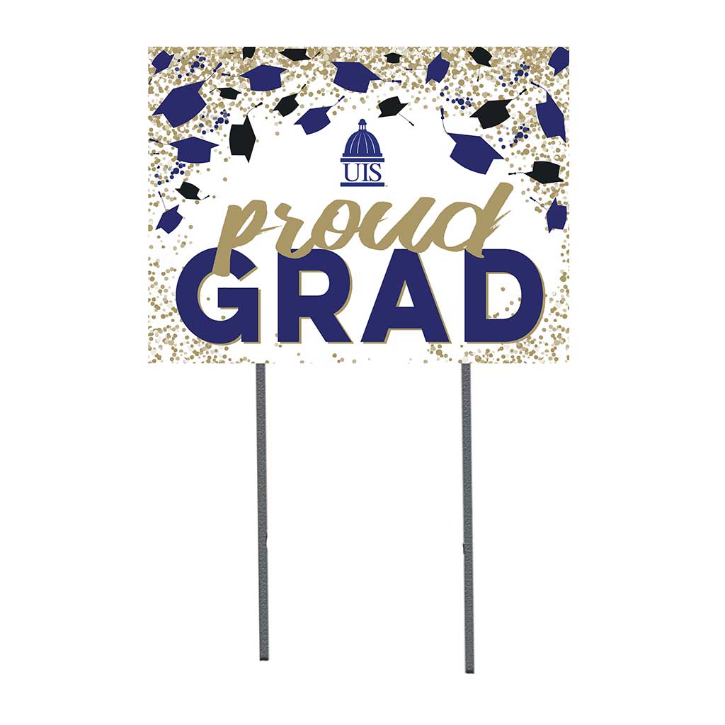 18x24 Lawn Sign Grad with Cap and Confetti University of Illinois Springfield Prairie Stars