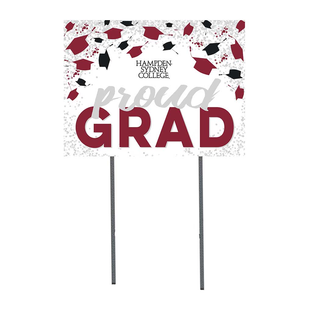 18x24 Lawn Sign Proud Grad with Cap and Confetti Hampden-Sydney College Tigers