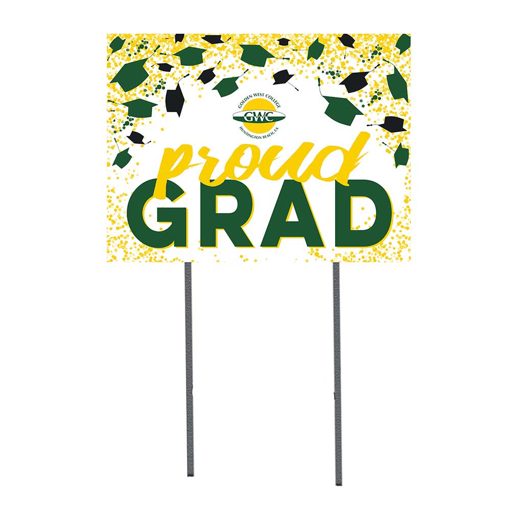18x24 Lawn Sign Proud Grad with Cap and Confetti Golden West Coast College Rustlers
