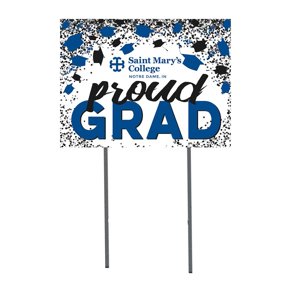 18x24 Lawn Sign Proud Grad with Cap and Confetti Saint Mary's College Belles