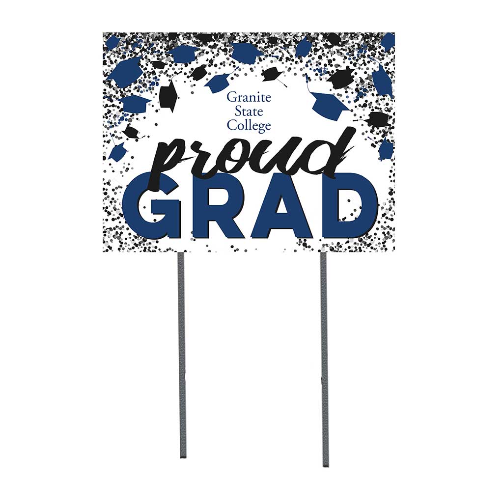 18x24 Lawn Sign Proud Grad with Cap and Confetti Granite State College