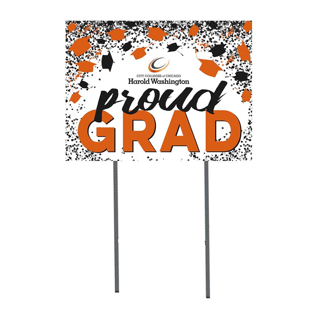 18x24 Lawn Sign Proud Grad with Cap and Confetti Harold Washington College Phoenix