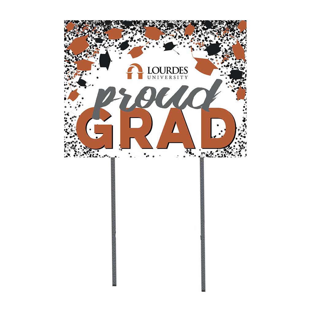 18x24 Lawn Sign Grad with Cap and Confetti Lourdes University Gray Wolves