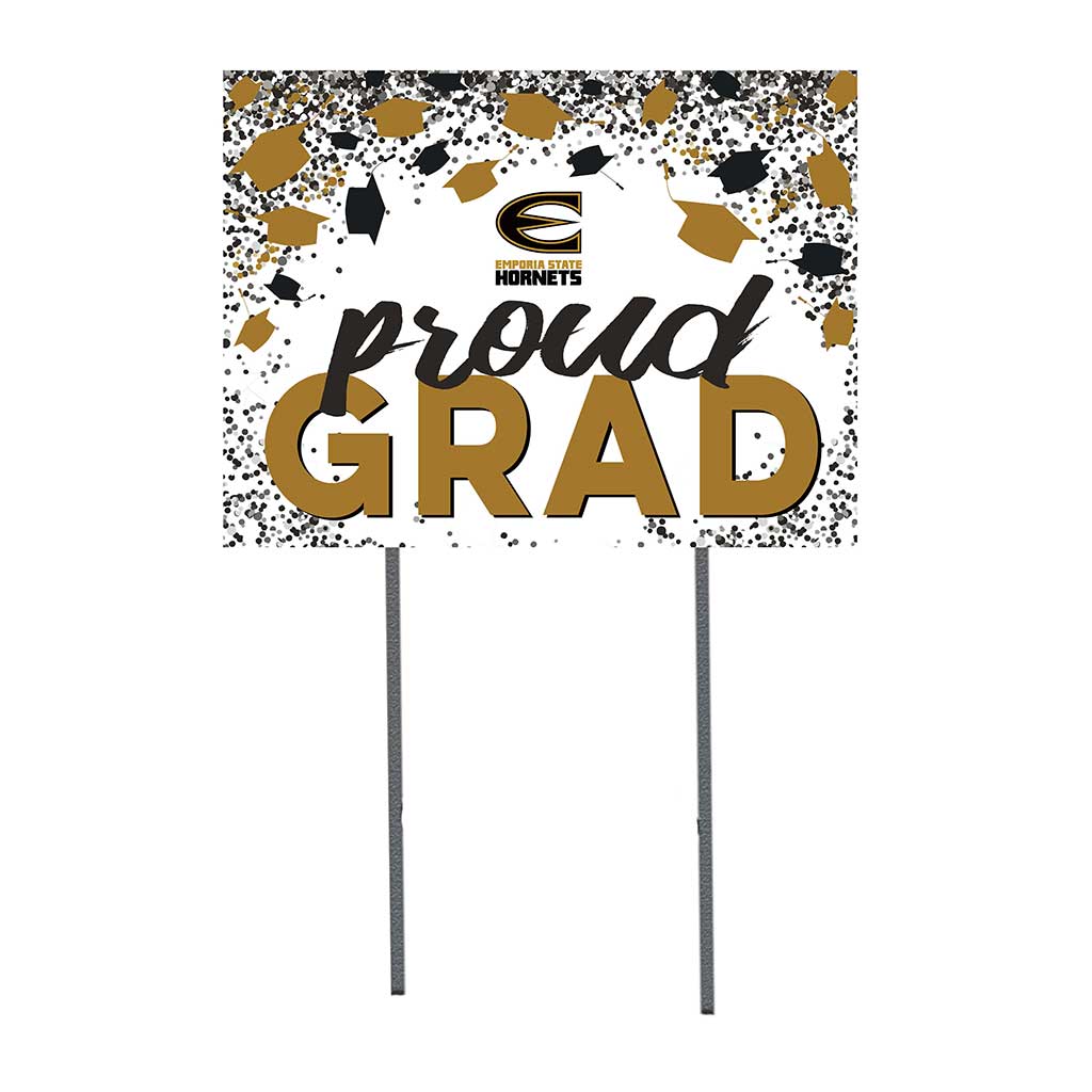18x24 Lawn Sign Grad with Cap and Confetti Emporia State Hornets