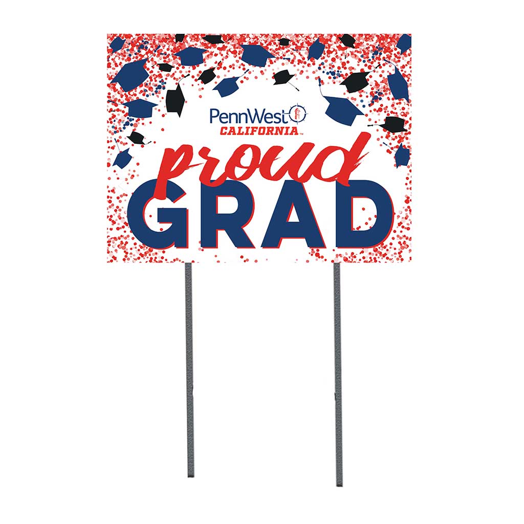 18x24 Lawn Sign Grad with Cap and Confetti PennWest California Vulcans