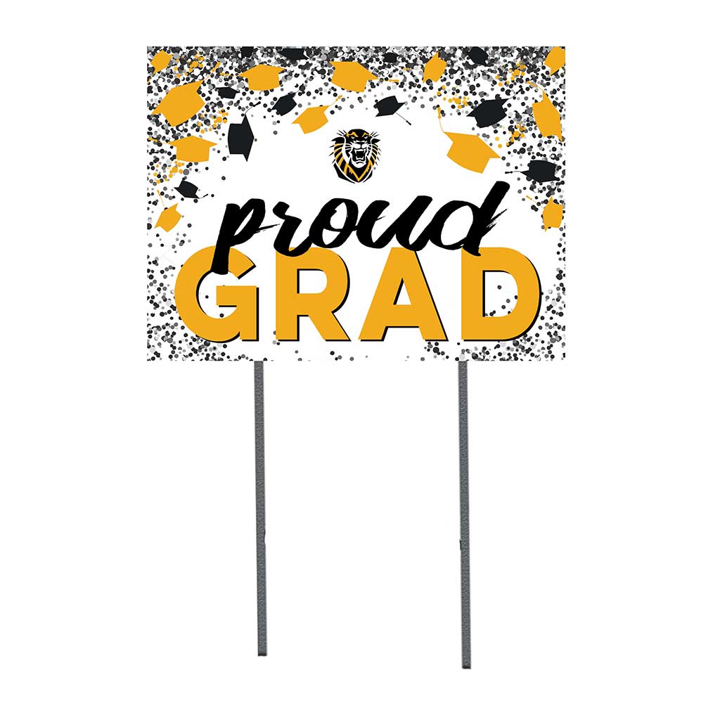 18x24 Lawn Sign Grad with Cap and Confetti Fort Hays State Tigers