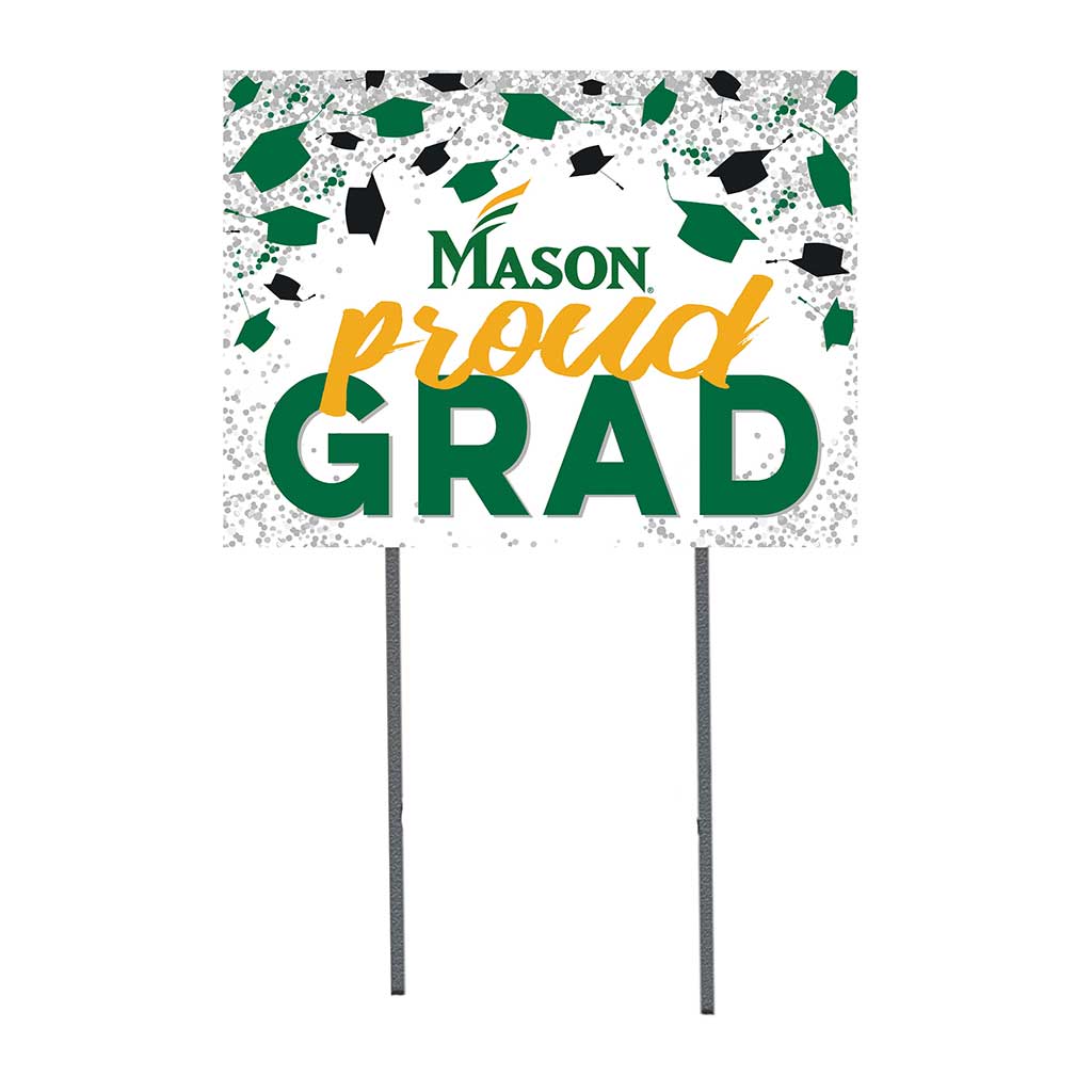 18x24 Lawn Sign Grad with Cap and Confetti George Mason Patriots