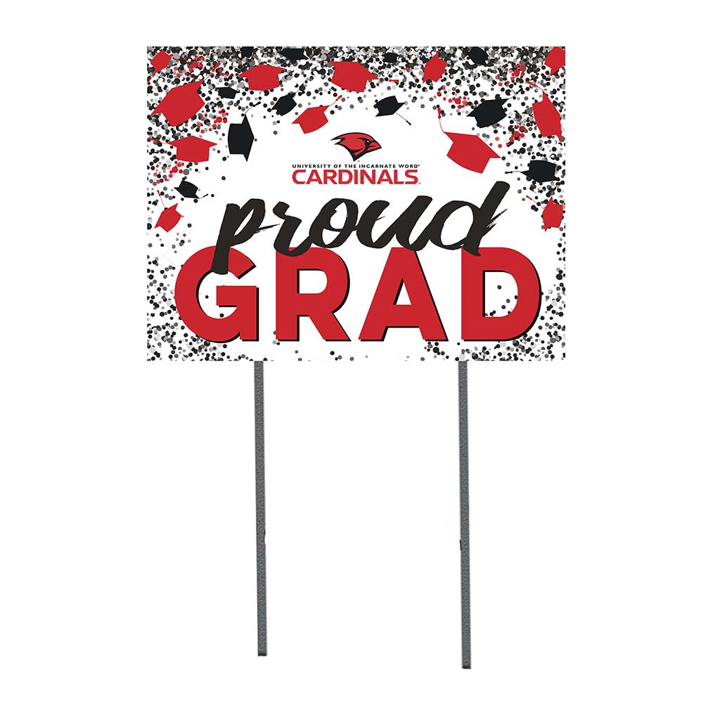 18x24 Lawn Sign Grad with Cap and Confetti Incarnate Word Cardinals