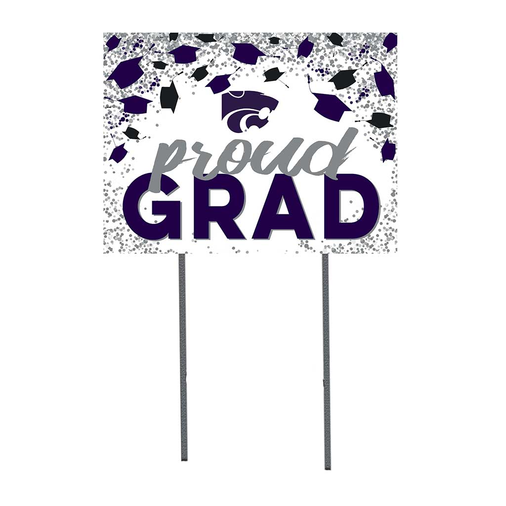 18x24 Lawn Sign Grad with Cap and Confetti Kansas State Wildcats