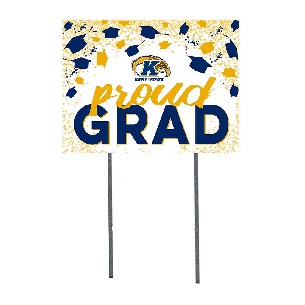 18x24 Lawn Sign Grad with Cap and Confetti Kent State Golden Flashes