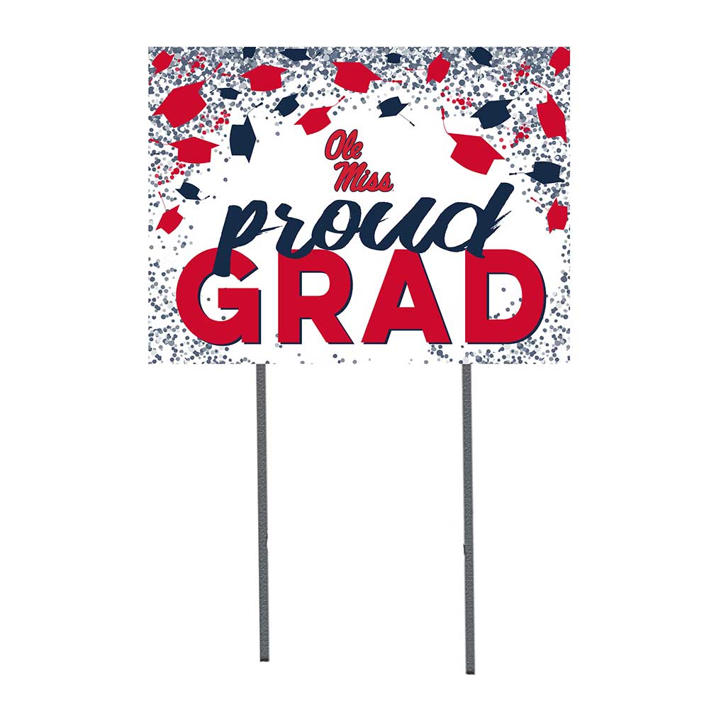 18x24 Lawn Sign Grad with Cap and Confetti Mississippi Rebels