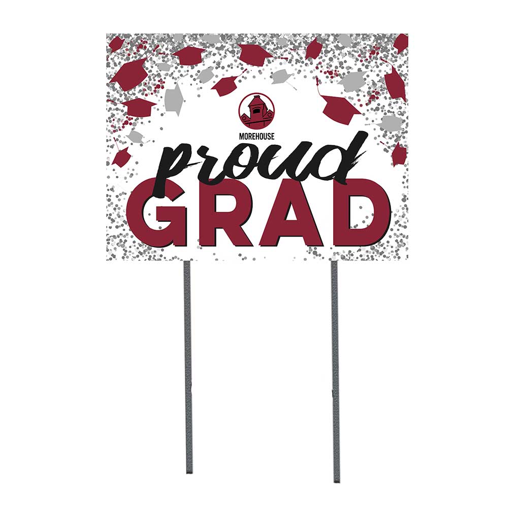 18x24 Lawn Sign Proud Grad with Cap and Confetti Morehouse College Maroon Tigers