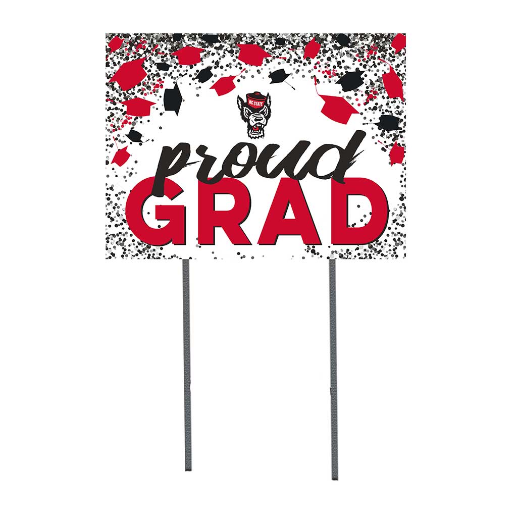 18x24 Lawn Sign Grad with Cap and Confetti North Carolina State Wolfpack