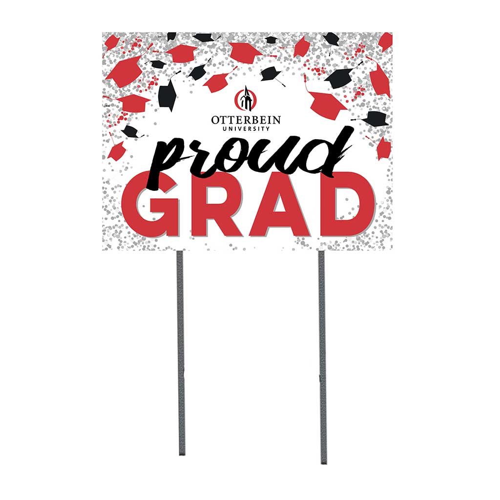 18x24 Lawn Sign Grad with Cap and Confetti Otterbein College Cardinals